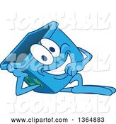 Vector Illustration of a Cartoon Blue Recycle Bin Mascot Resting on His Side by Mascot Junction