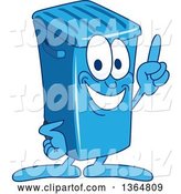 Vector Illustration of a Cartoon Blue Rolling Trash Can Bin Mascot Holding up a Finger by Mascot Junction