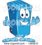 Vector Illustration of a Cartoon Blue Rolling Trash Can Bin Mascot Presenting and Giving a Thumb up by Mascot Junction