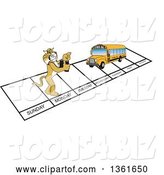 Vector Illustration of a Cartoon Bobcat Mascot and Bus over Week Days, Symbolizing Being Proactive by Mascot Junction