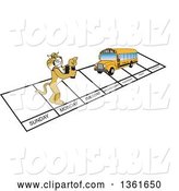 Vector Illustration of a Cartoon Bobcat Mascot and Bus over Week Days, Symbolizing Being Proactive by Toons4Biz