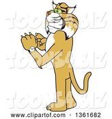 Vector Illustration of a Cartoon Bobcat Mascot Checking His Watch for the Time, Symbolizing Dependability by Toons4Biz