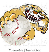 Vector Illustration of a Cartoon Bobcat Mascot Grabbing a Baseball by Mascot Junction