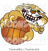 Vector Illustration of a Cartoon Bobcat Mascot Grabbing a Basketball by Mascot Junction