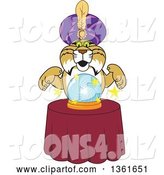 Vector Illustration of a Cartoon Bobcat Mascot Gypsy Looking into a Crystal Ball, Symbolizing Being Proactive by Toons4Biz