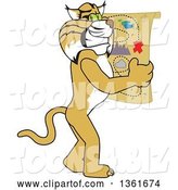 Vector Illustration of a Cartoon Bobcat Mascot Holding a Map, Symbolizing Being Proactive by Toons4Biz