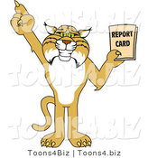 Vector Illustration of a Cartoon Bobcat Mascot Holding a Report Card by Mascot Junction