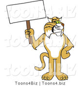 Vector Illustration of a Cartoon Bobcat Mascot Holding a Sign by Mascot Junction