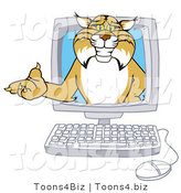 Vector Illustration of a Cartoon Bobcat Mascot in a Computer by Mascot Junction