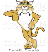 Vector Illustration of a Cartoon Bobcat Mascot Leaning by Mascot Junction