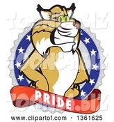 Vector Illustration of a Cartoon Bobcat Mascot on a Pride Badge by Mascot Junction