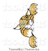 Vector Illustration of a Cartoon Bobcat Mascot Peeking Around a Blank Sign by Toons4Biz