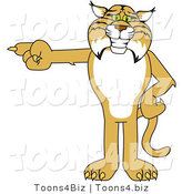 Vector Illustration of a Cartoon Bobcat Mascot Pointing Left by Mascot Junction