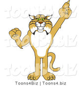 Vector Illustration of a Cartoon Bobcat Mascot Pointing up by Mascot Junction