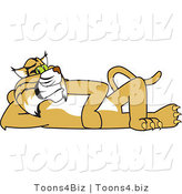 Vector Illustration of a Cartoon Bobcat Mascot Reclined by Mascot Junction
