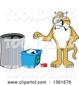 Vector Illustration of a Cartoon Bobcat Mascot Recycling, Symbolizing Integrity by Mascot Junction