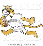 Vector Illustration of a Cartoon Bobcat Mascot Running with a Football by Mascot Junction