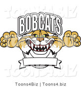 Vector Illustration of a Cartoon Bobcat Mascot School Logo with a Banner by Mascot Junction