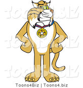 Vector Illustration of a Cartoon Bobcat Mascot Wearing a Medal by Mascot Junction