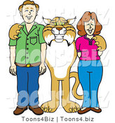 Vector Illustration of a Cartoon Bobcat Mascot with Teachers or Parents by Mascot Junction