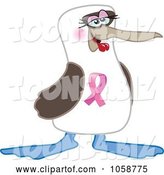 Vector Illustration of a Cartoon Boobie Bird Breast Cancer Awareness Mascot Facing Right by Mascot Junction