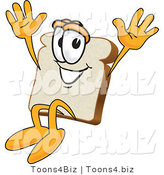 Vector Illustration of a Cartoon Bread Mascot Jumping with Excitement by Mascot Junction