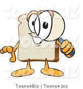 Vector Illustration of a Cartoon Bread Mascot Peering Through a Magnifying Glass by Mascot Junction