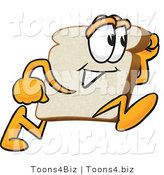 Vector Illustration of a Cartoon Bread Mascot Running Fast by Toons4Biz