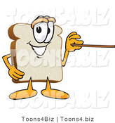 Vector Illustration of a Cartoon Bread Mascot Using a Pointer Stick by Mascot Junction