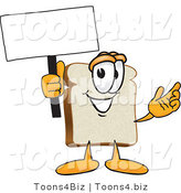 Vector Illustration of a Cartoon Bread Mascot Waving a Blank White Advertising Sign by Toons4Biz