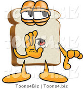 Vector Illustration of a Cartoon Bread Mascot Whispering and Telling Secrets or Gossip by Mascot Junction