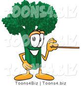 Vector Illustration of a Cartoon Broccoli Mascot Holding a Pointer Stick by Toons4Biz