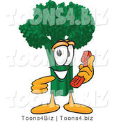 Vector Illustration of a Cartoon Broccoli Mascot Holding a Telephone by Toons4Biz