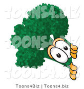Vector Illustration of a Cartoon Broccoli Mascot Peeking Around a Corner by Mascot Junction