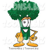 Vector Illustration of a Cartoon Broccoli Mascot Pointing Outwards by Toons4Biz