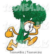 Vector Illustration of a Cartoon Broccoli Mascot Running Fast by Toons4Biz