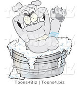 Vector Illustration of a Cartoon Bulldog Mascot Bathing in a Metal Tub by Toons4Biz