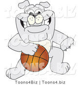 Vector Illustration of a Cartoon Bulldog Mascot Dribbling a Basketball by Mascot Junction