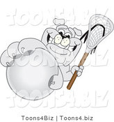 Vector Illustration of a Cartoon Bulldog Mascot Grabbing a Lacrosse Ball by Mascot Junction