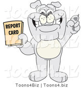 Vector Illustration of a Cartoon Bulldog Mascot Holding a Report Card by Mascot Junction