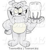 Vector Illustration of a Cartoon Bulldog Mascot Holding a Tooth by Mascot Junction
