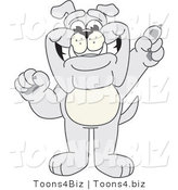 Vector Illustration of a Cartoon Bulldog Mascot Holding One Finger up by Mascot Junction