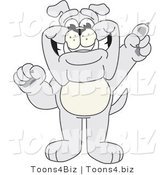 Vector Illustration of a Cartoon Bulldog Mascot Holding One Finger up by Toons4Biz