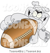 Vector Illustration of a Cartoon Bulldog Mascot Reaching up and Grabbing an American Football by Mascot Junction