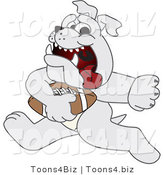 Vector Illustration of a Cartoon Bulldog Mascot Running with a Football by Mascot Junction