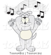 Vector Illustration of a Cartoon Bulldog Mascot Singing in Music Class by Mascot Junction