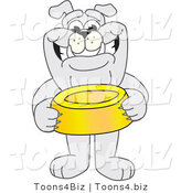 Vector Illustration of a Cartoon Bulldog Mascot Standing and Holding a Dish by Mascot Junction