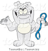 Vector Illustration of a Cartoon Bulldog Mascot Standing and Holding a Leash by Mascot Junction