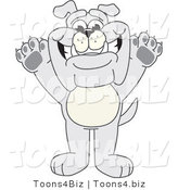 Vector Illustration of a Cartoon Bulldog Mascot Standing with His Paws in the Air by Mascot Junction