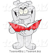 Vector Illustration of a Cartoon Bulldog Mascot Thumbing Through a Book by Mascot Junction